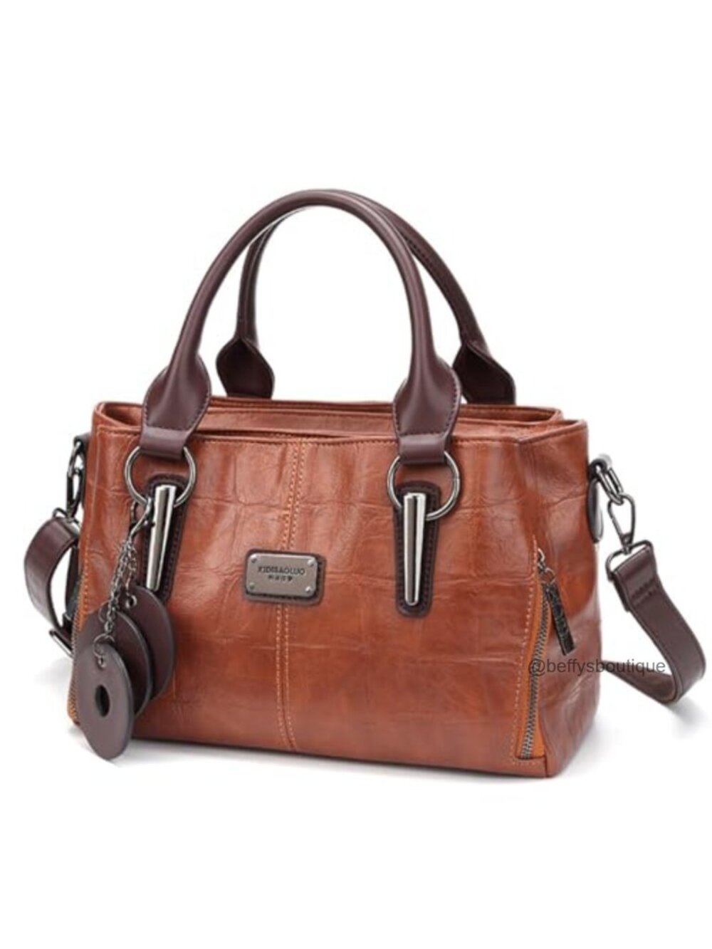 Vegan Leather Tote Bag Satchel Shoulder Crossbody Purse with Compartments